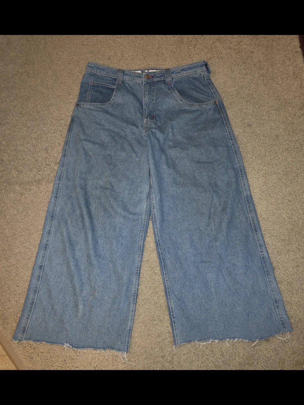 A-Lab Mens Jeans Retro Wide Baggy Y2K Embroidered Logo Size 36 Blue Denim Pants